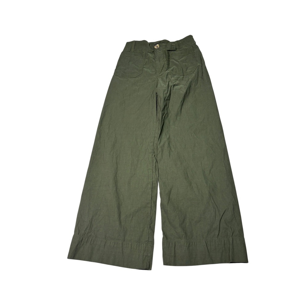 Maeve The Colette Wide Leg Pants Olive Green Linen Blend Womens Size 27X26
